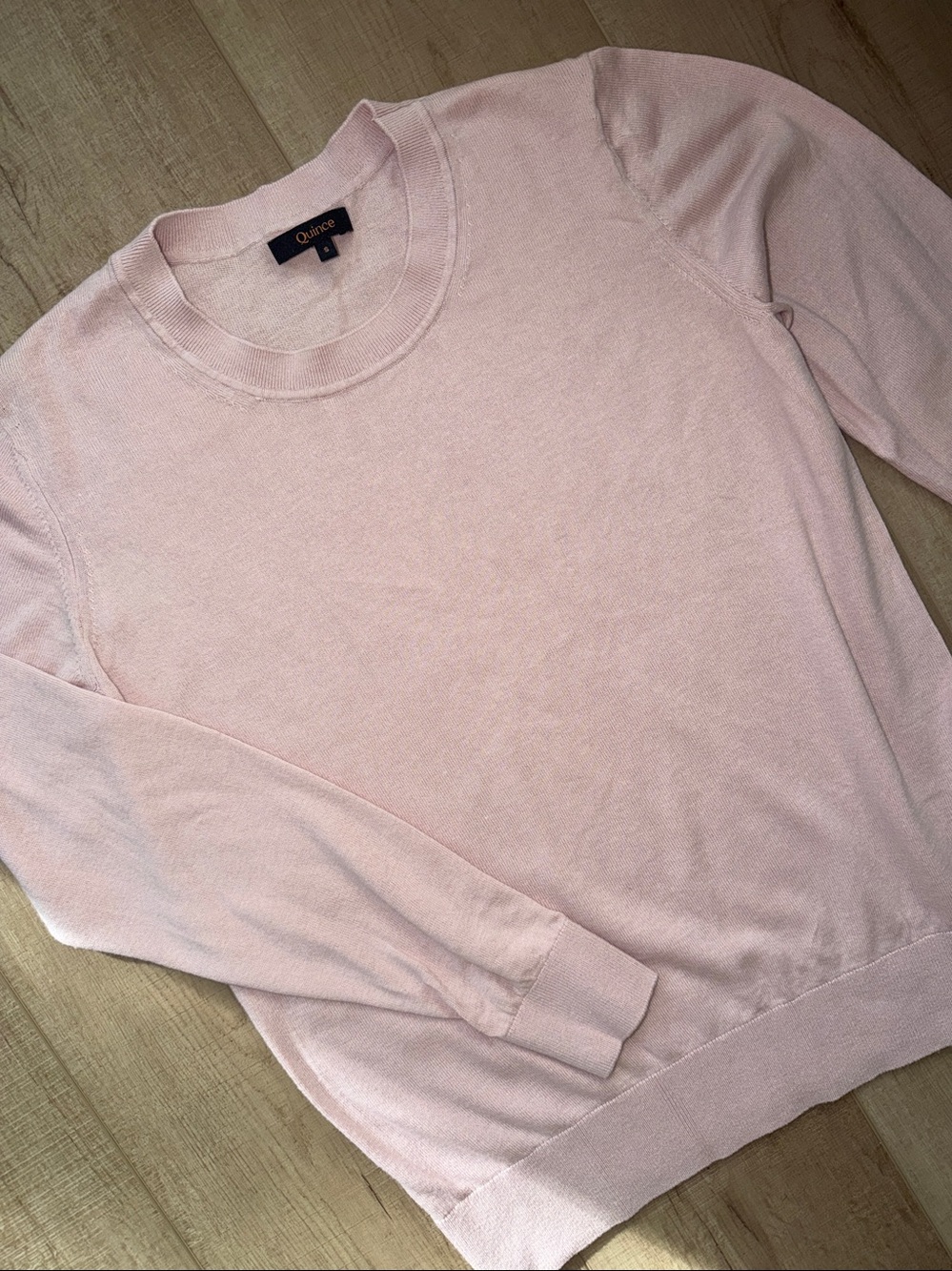 Quince Women’s Pink Organic Cotton blend Crew Neck Sweater-Small
